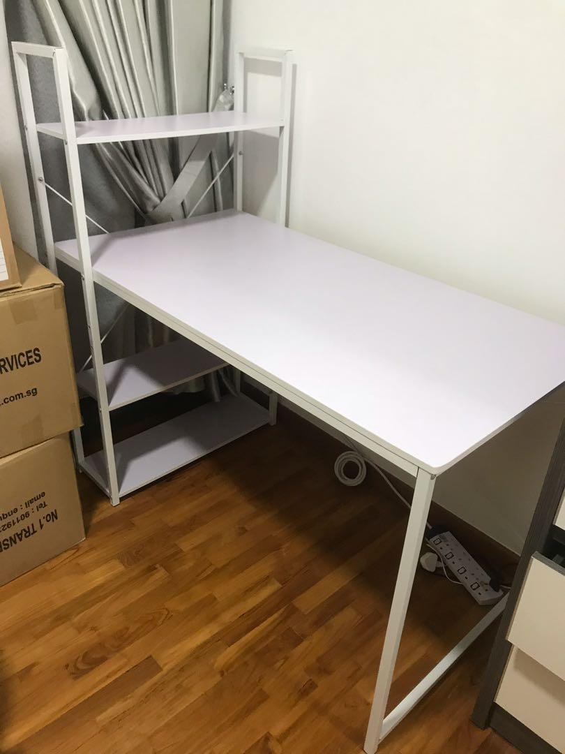 Study table (Category: Tables & Sets) located in Singapore. Submitted by CCSHy (Listing ID 196141058, Image 2). Description: 2 such tables. White. Made of wood. Bought only several months ago. One - 120x60x75cm and another - 90x50x115cm. .