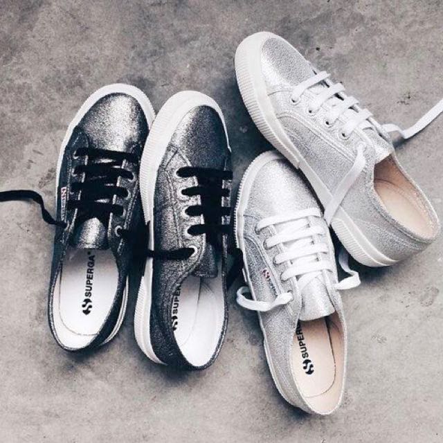 superga lame grey