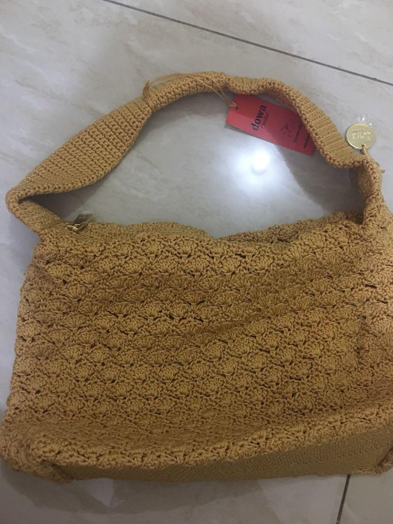 Tas Wanita Rajutan Hand Made Dowa Original 100 New Warna Kuning