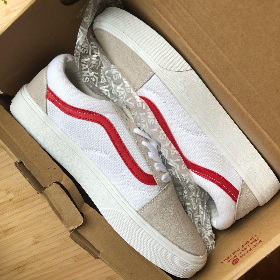 Vans old skool vintage white rococco red on sale