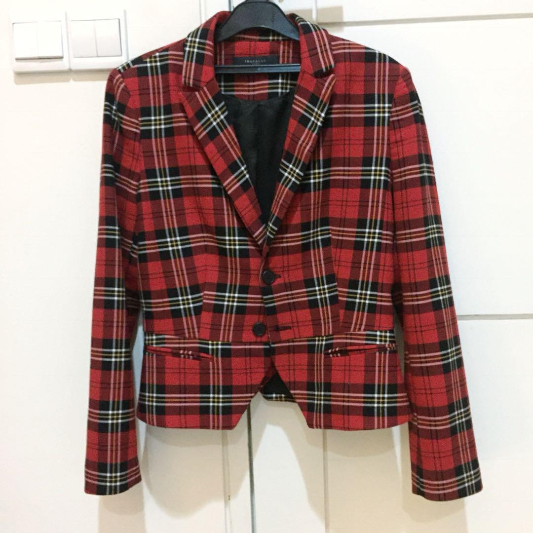 blazer tartan zara