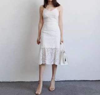 White Lace Sleeveless Midi Dress
