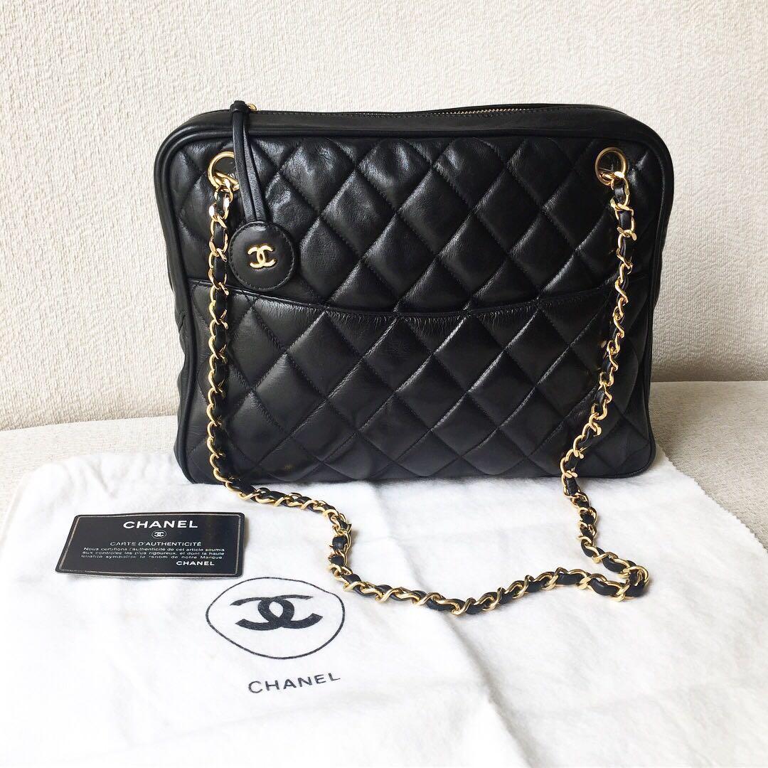 AUTHENTIC CHANEL Lambskin Shoulder Sling Bag, Luxury, Bags