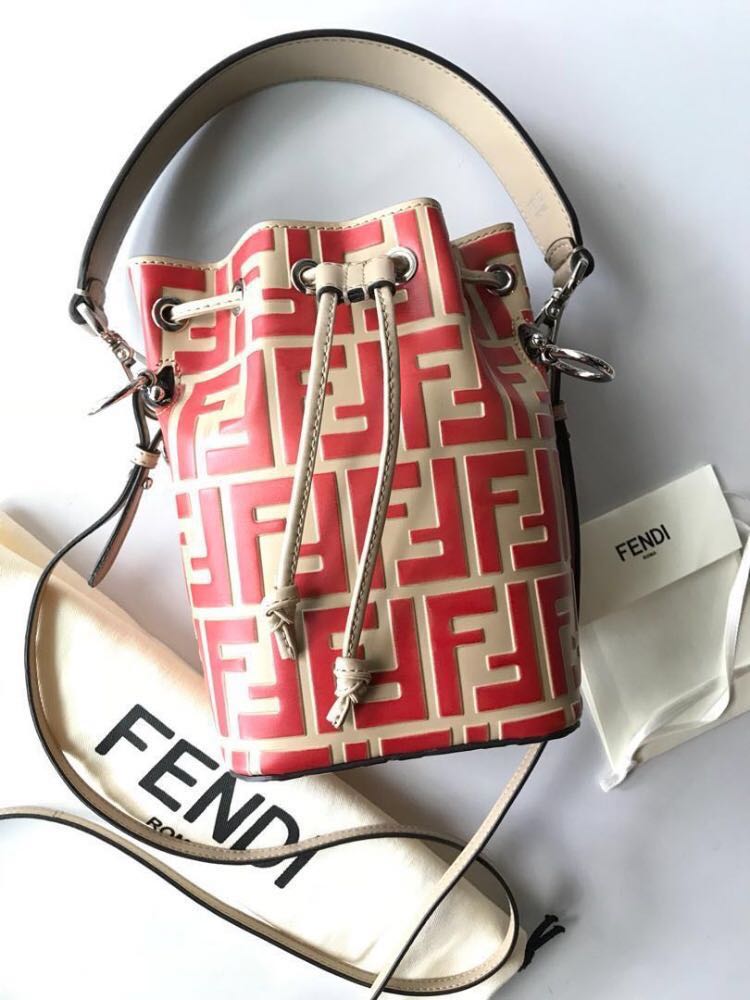 Fendi red cheap bucket bag