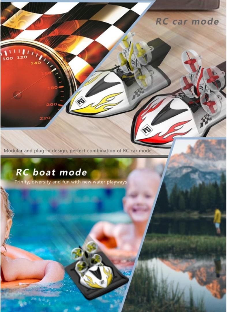 With Flight Boat Car 3 mode Altitude Hold Mode RC Drone Quadcopter RTF Red. Eachine E015