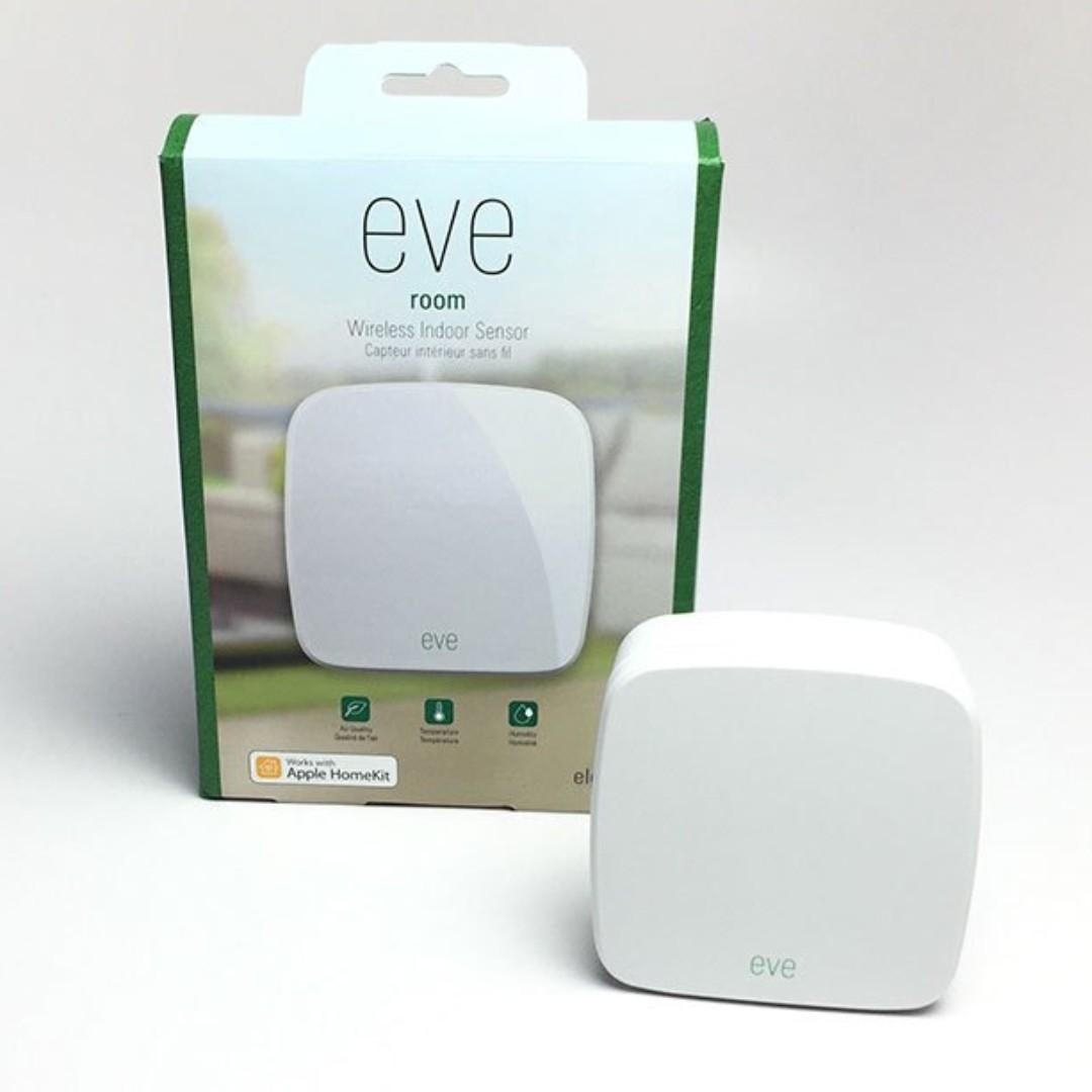 elgato eve room wireless indoor sensor with apple homekit technology bluetooth low energy furniture home living home decor other home decor on carousell