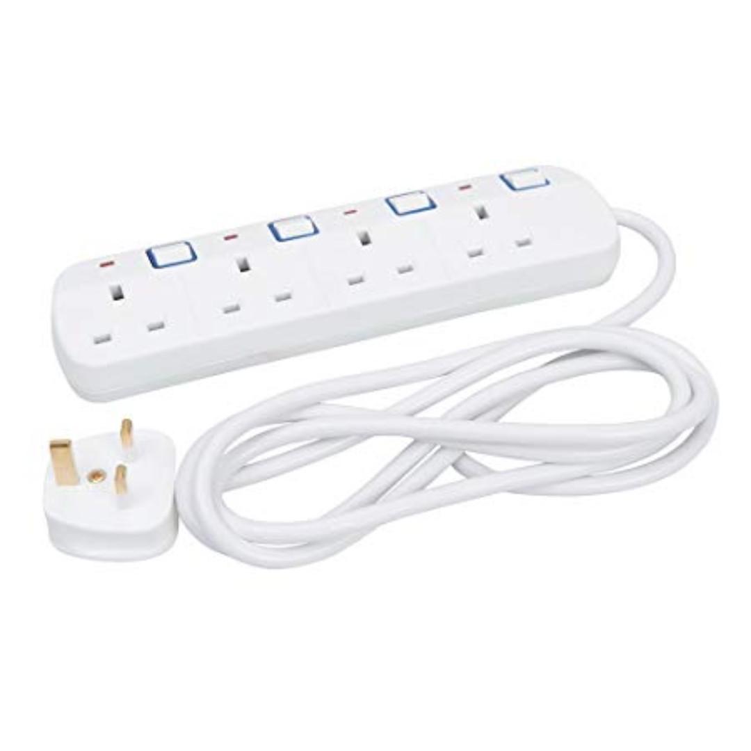 Extension Socket 4 Gang 5 Meter 13A, Furniture & Home Living, Lighting