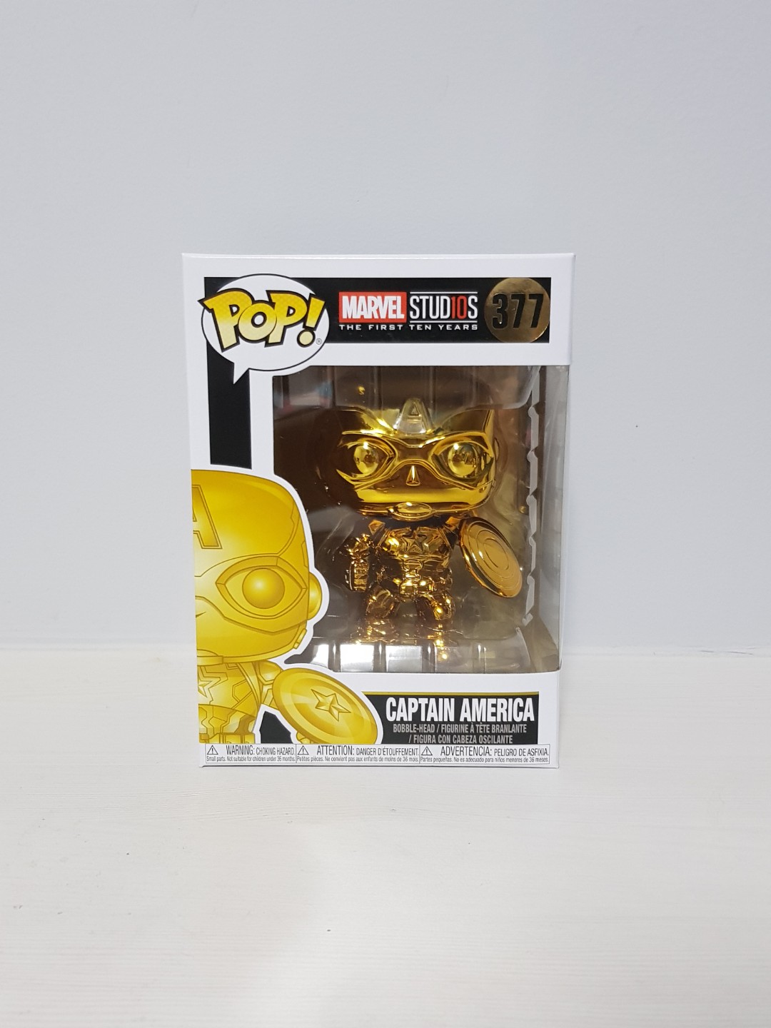 Funko Pop Marvel Studios 10 Gold Chrome Captain America 377