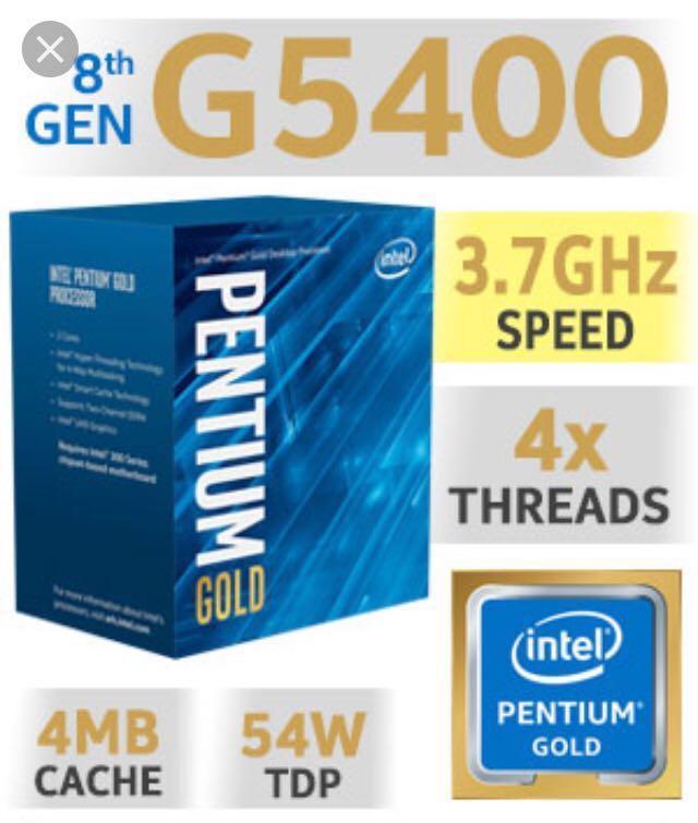 Intel core gold. Pentium Gold g5400. Pentium Gold g5400 видеокарта. Процессор Intel Pentium g5400 (3,7 GHZ,s1151, 2c/4t, 4mb l3, hd610, 58w) OEM. Интел пентиум g5400 характеристики.