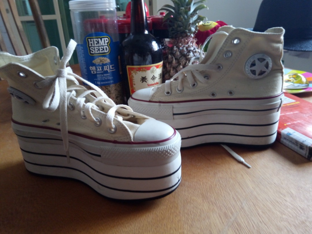 Hand made custom flatform 3 layered Converse Sneakers
