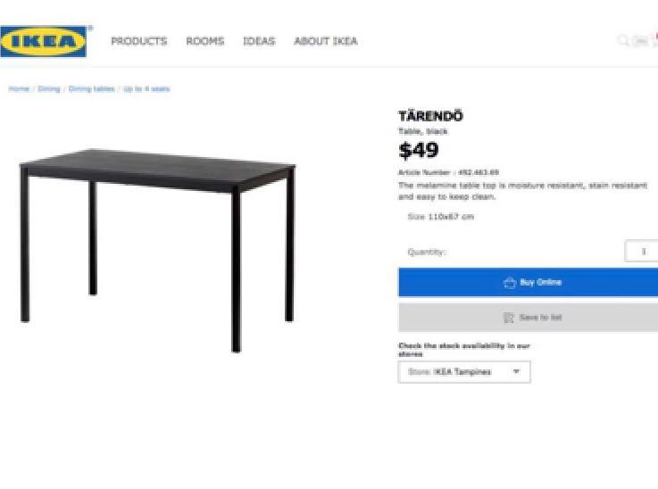 IKEA table (Category: Tables & Sets) located in Singapore. Submitted by fengknight (Listing ID 196375091, Image 1). Description: .