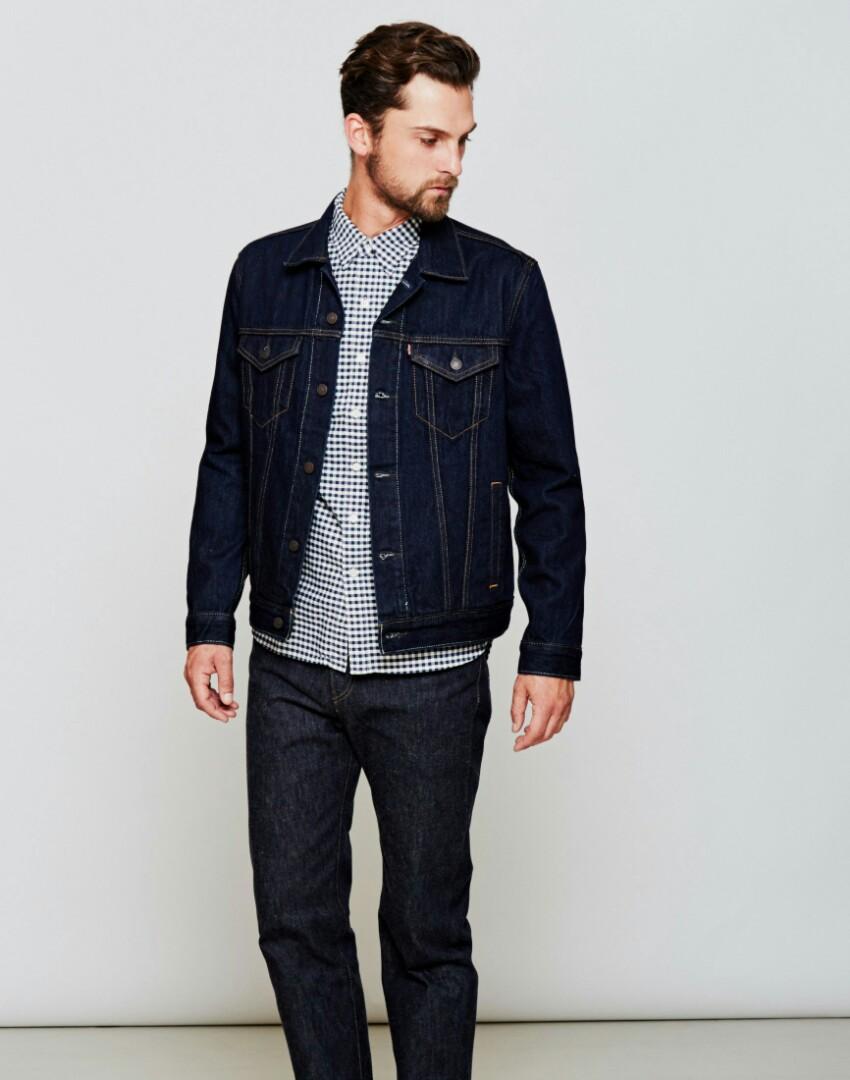 levi's trucker jacket navy