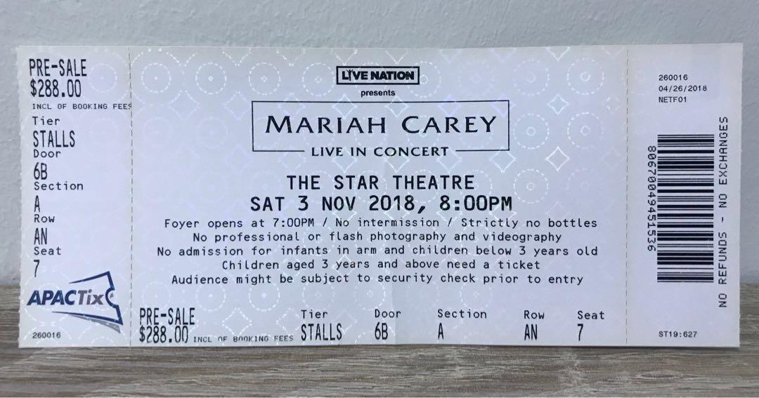 Mariah Carey Concert Singapore, Tickets & Vouchers, Event Tickets on