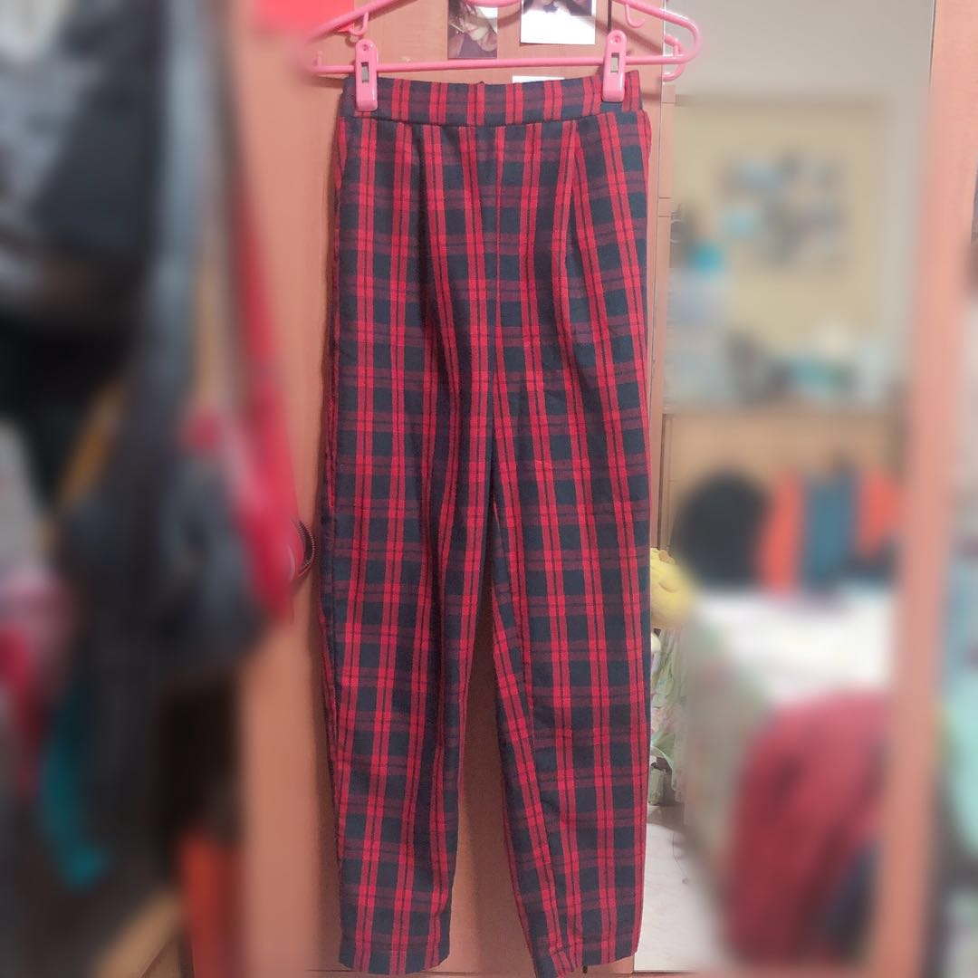 pull bear checkered plaid pants