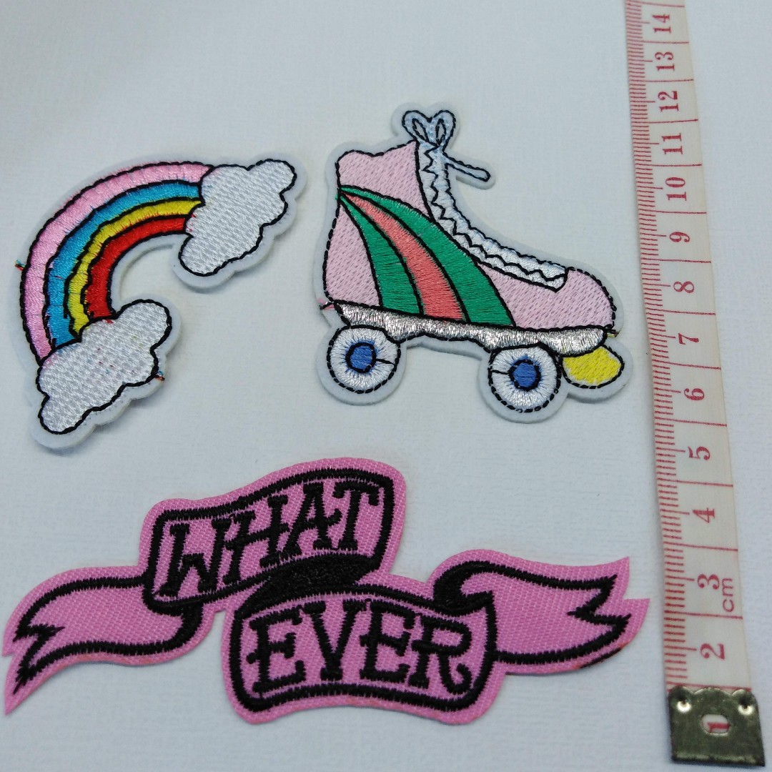 Set Of 3 Rainbow Banner And Skate Applique Embroidered Iron On Patch Fabric Badge Decoration Free Normal Postage Everything Else On Carousell - applique brawl stars