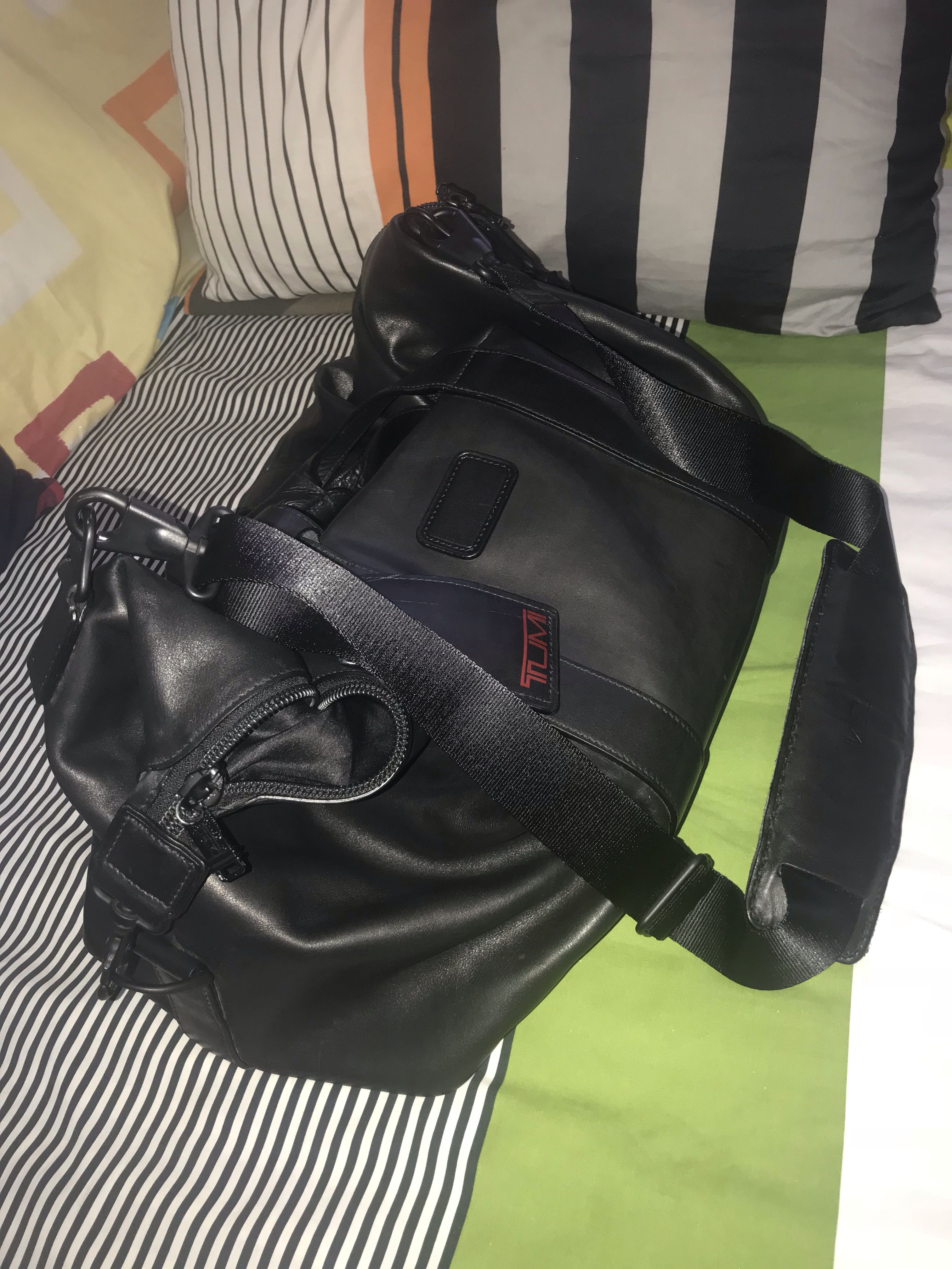 tumi leather duffle bag