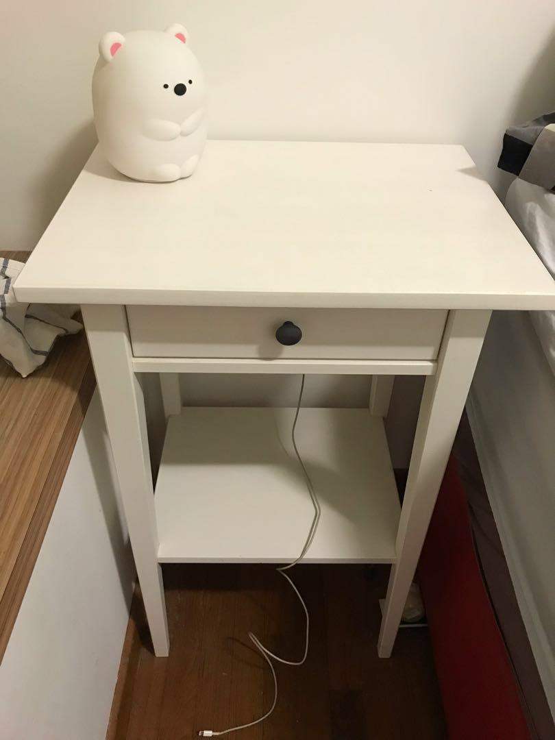 //UEGENT// IKEA HEMNES bedside table white stain, Furniture & Home