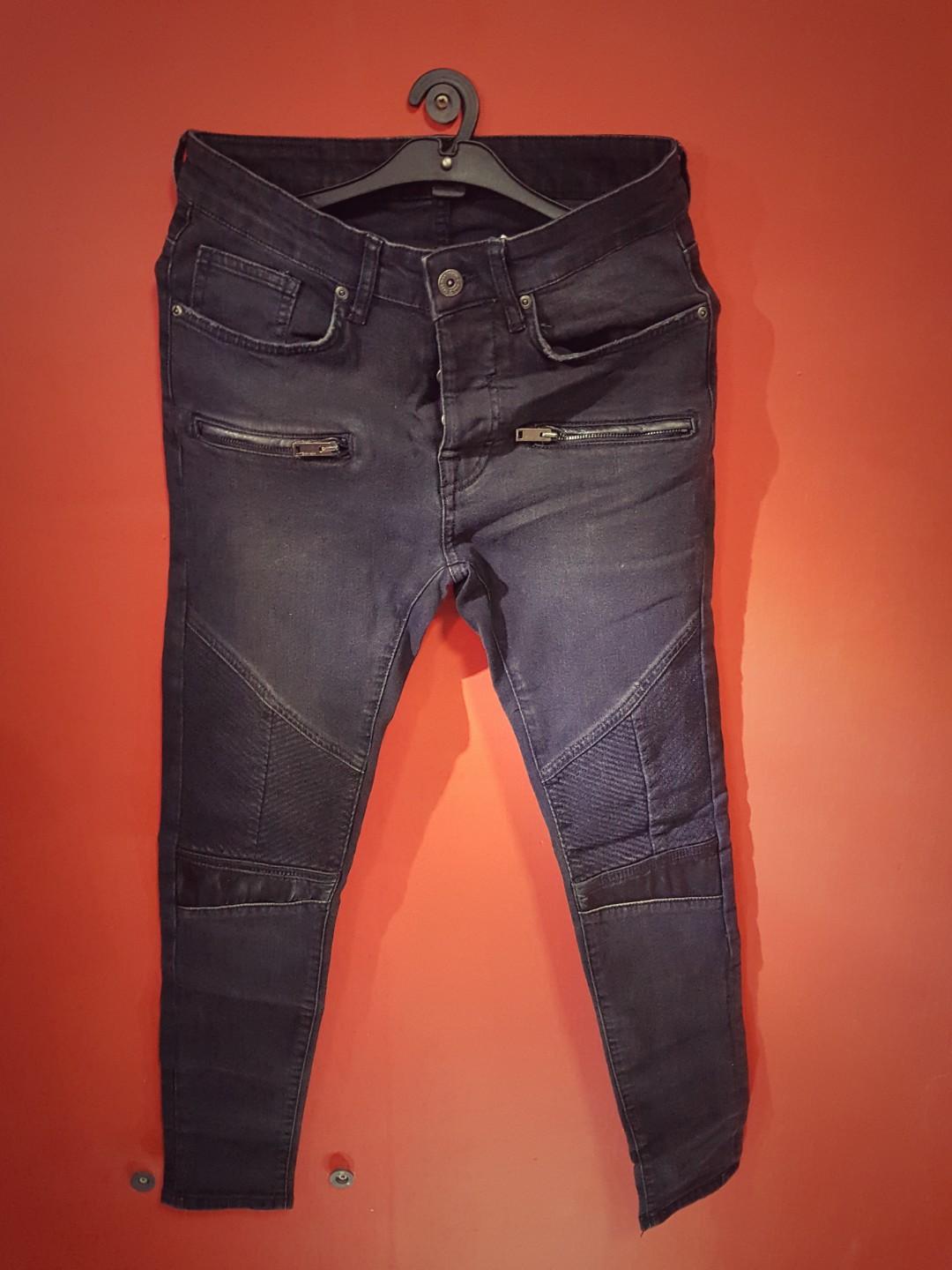 Zara biker jeans with zips store