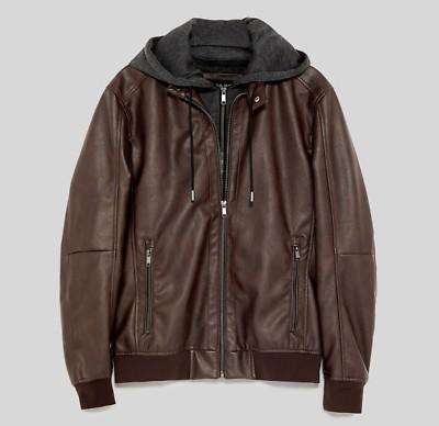 zara hooded leather jacket