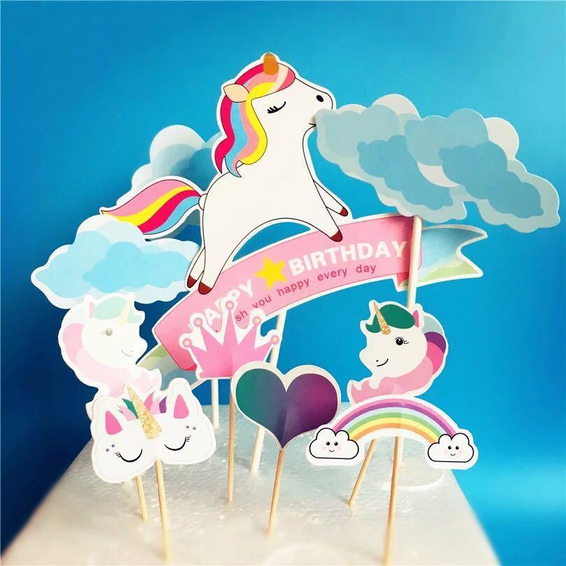 Unicorn Theme Party Supplies Diy Cake Deco Cake Dessert