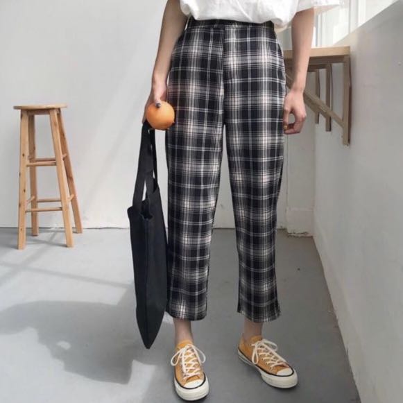 Wide checkered pants clearance
