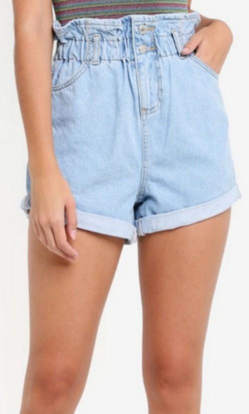 Topshop paperbag denim shorts deals