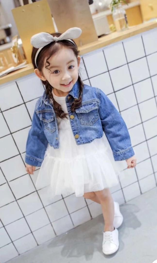 Brand New Girl Denim Jacket White Tutu Dress Babies Kids