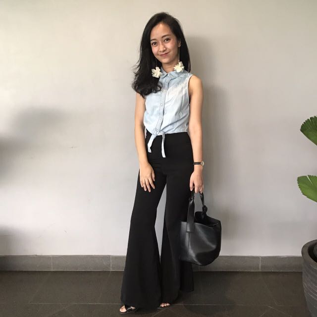 Celana Cutbray Kain Fesyen Wanita Pakaian Wanita Bawahan Di Carousell