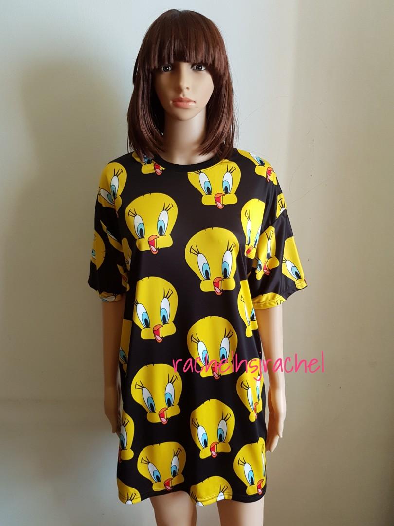 Dri Fit Tweety Bird Oversized Plus Size Cartoon Dress Women S