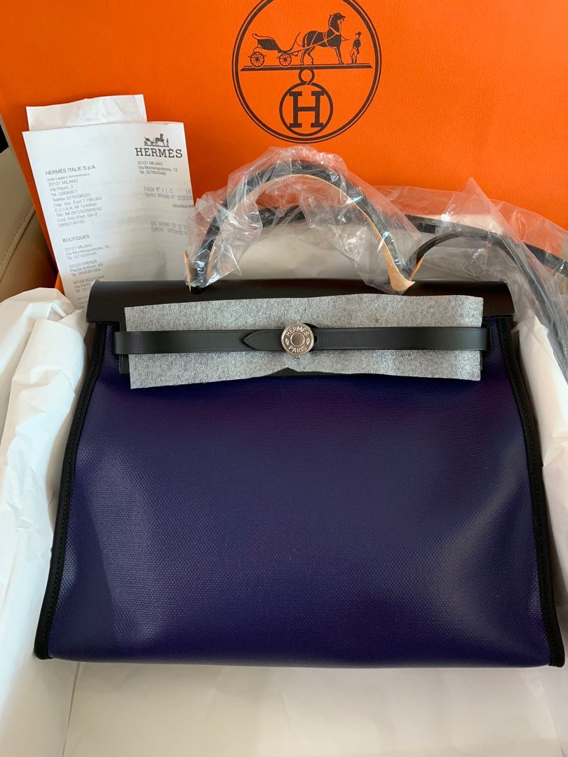 Hermès Limited Edition herbag 31 hardware plated Royal Blue