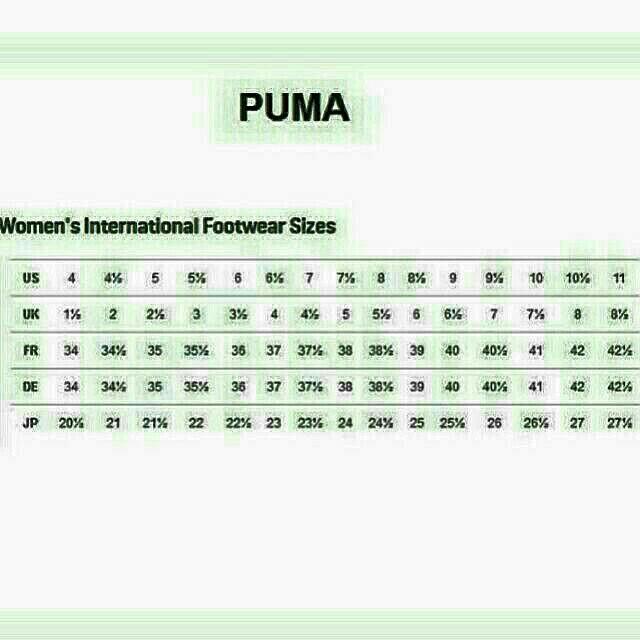 Puma shoes hotsell women size chart