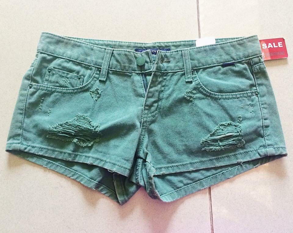 dark green jean shorts