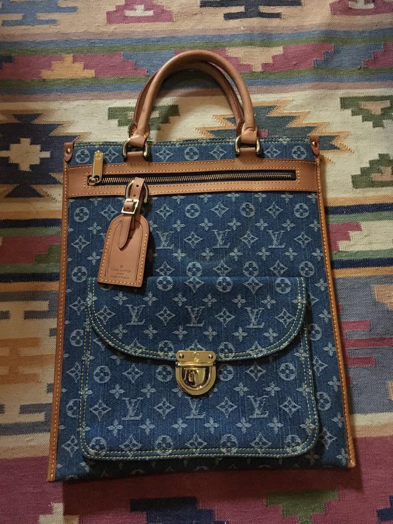 Vintage Louis Vuitton Monogram Denim Sac Plat Blue