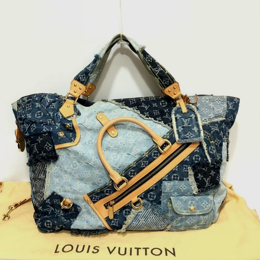 LV limited edition mono denim patchwork cabby bag, Barang Mewah