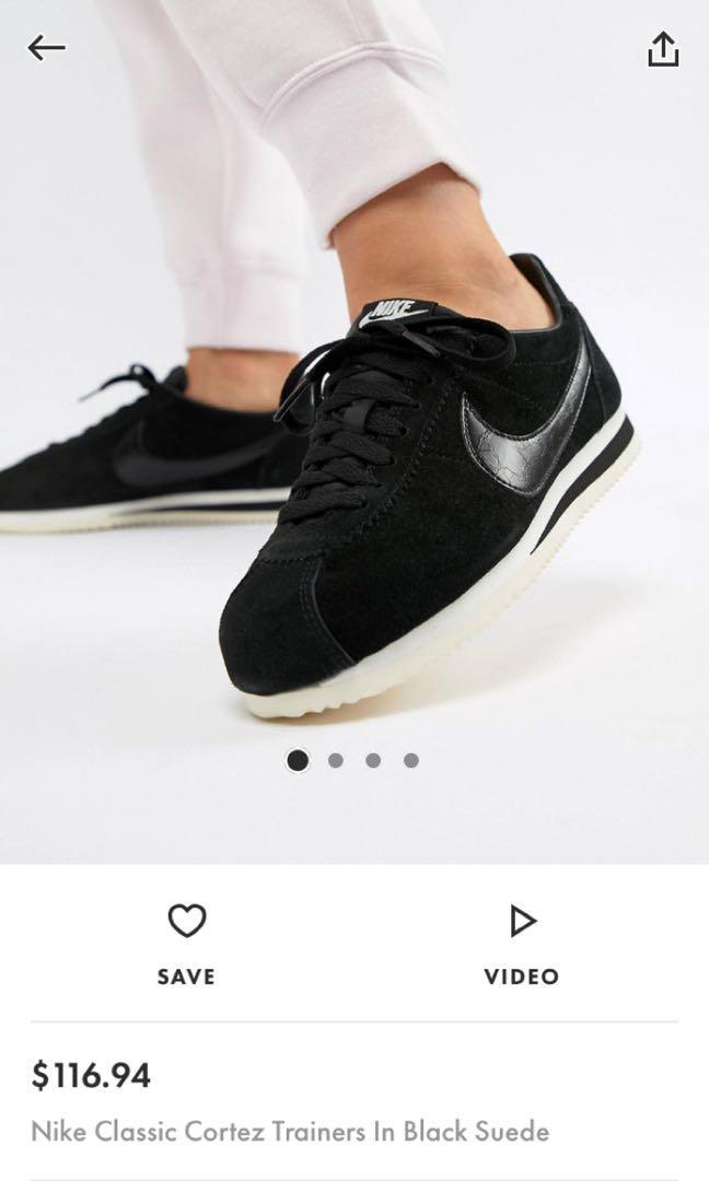 Nike Cortez in Black Suede, Women's 
