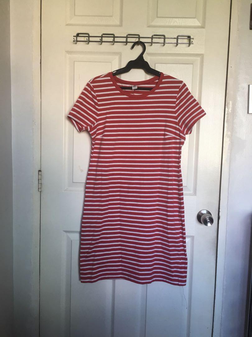 Old Navy Red White Striped T Shirt Dress Women S Fashion Clothes Dresses Skirts On Carousell