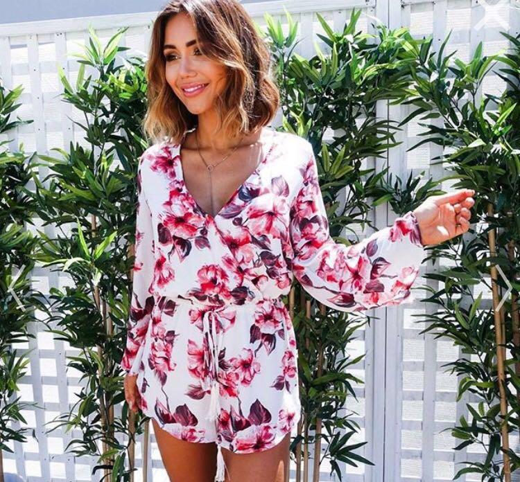 pink floral playsuit