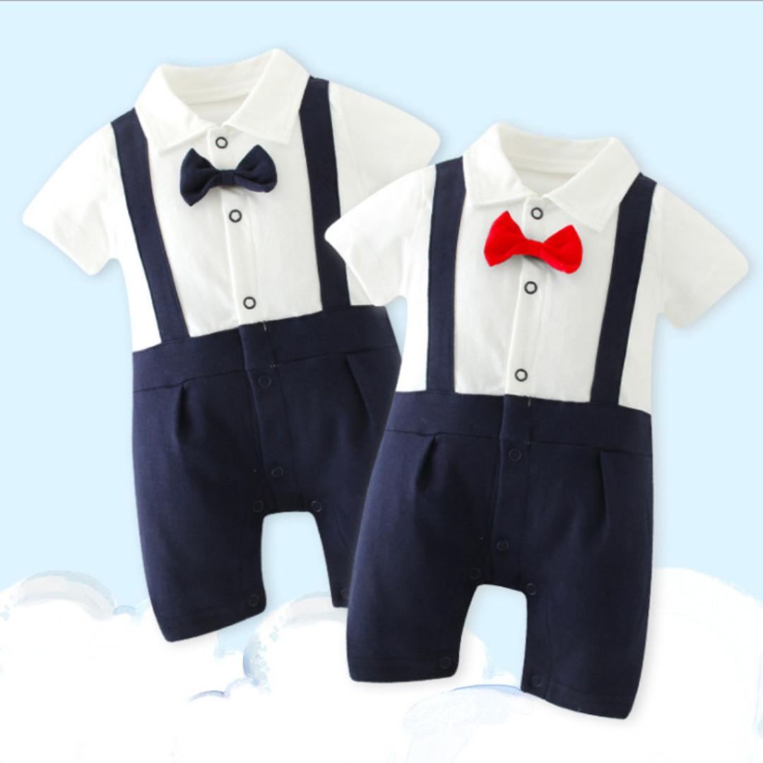 Stock Smart Bow Ribbon Suspender Overall Romper Pants Suit