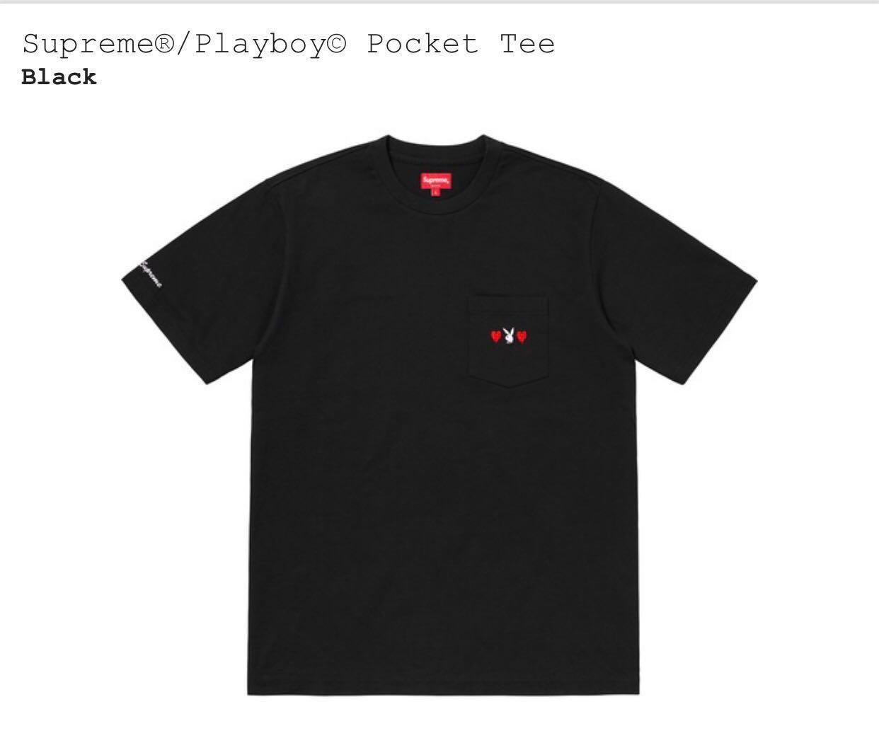 Supreme X Playboy pocket tee Black FW18 Week 9 Men s Fashion Tops Sets Tshirts Polo Shirts on Carousell