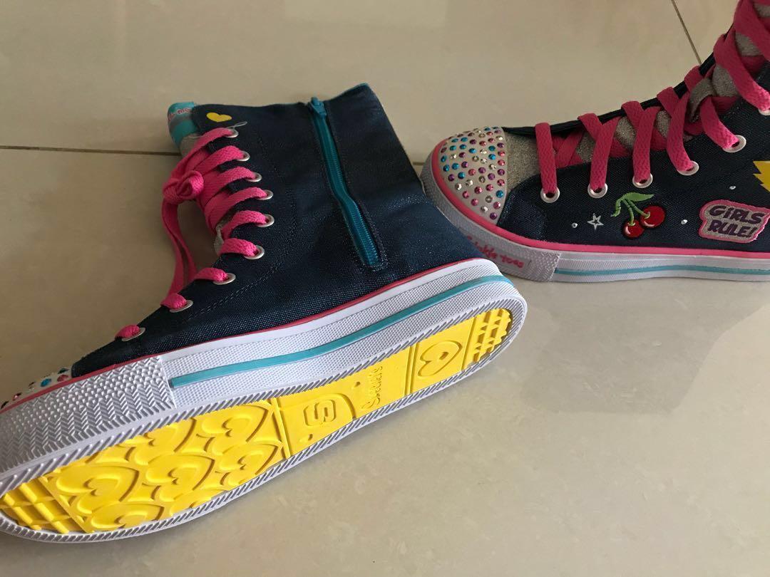Twinkle Toes High Boots Sketchers Light Up Hip Hop Sports Shoes Sneakers for kids girls