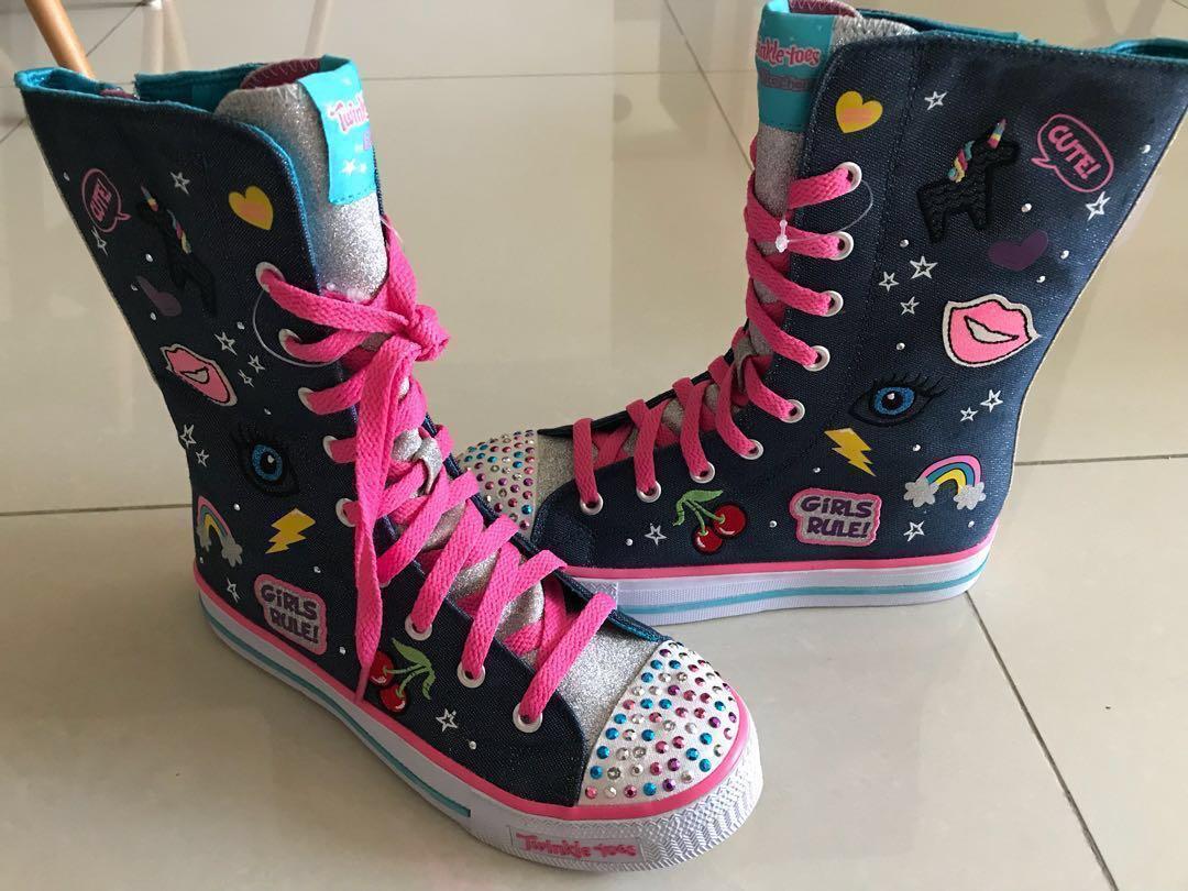 Twinkle High Boots Sketchers Light Up Hip Hop Sports Shoes Sneakers for kids girls, Babies & Kids, Babies & Kids Fashion on Carousell