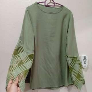 Blouse green hijau mnb boutique XL/XXL