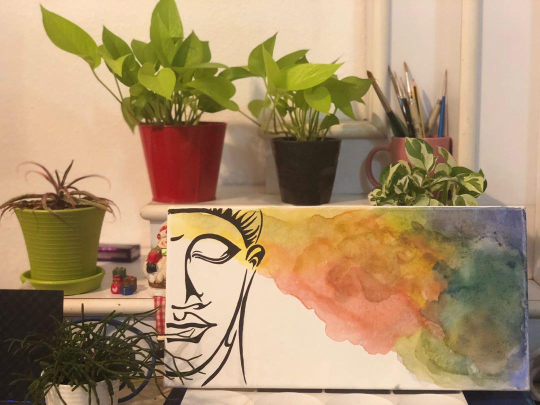 Abstract Buddha Watercolour Painting Design Craft Art Prints