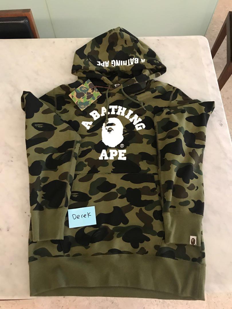 Bape 1st Camo College Pullover Hoodie Size M