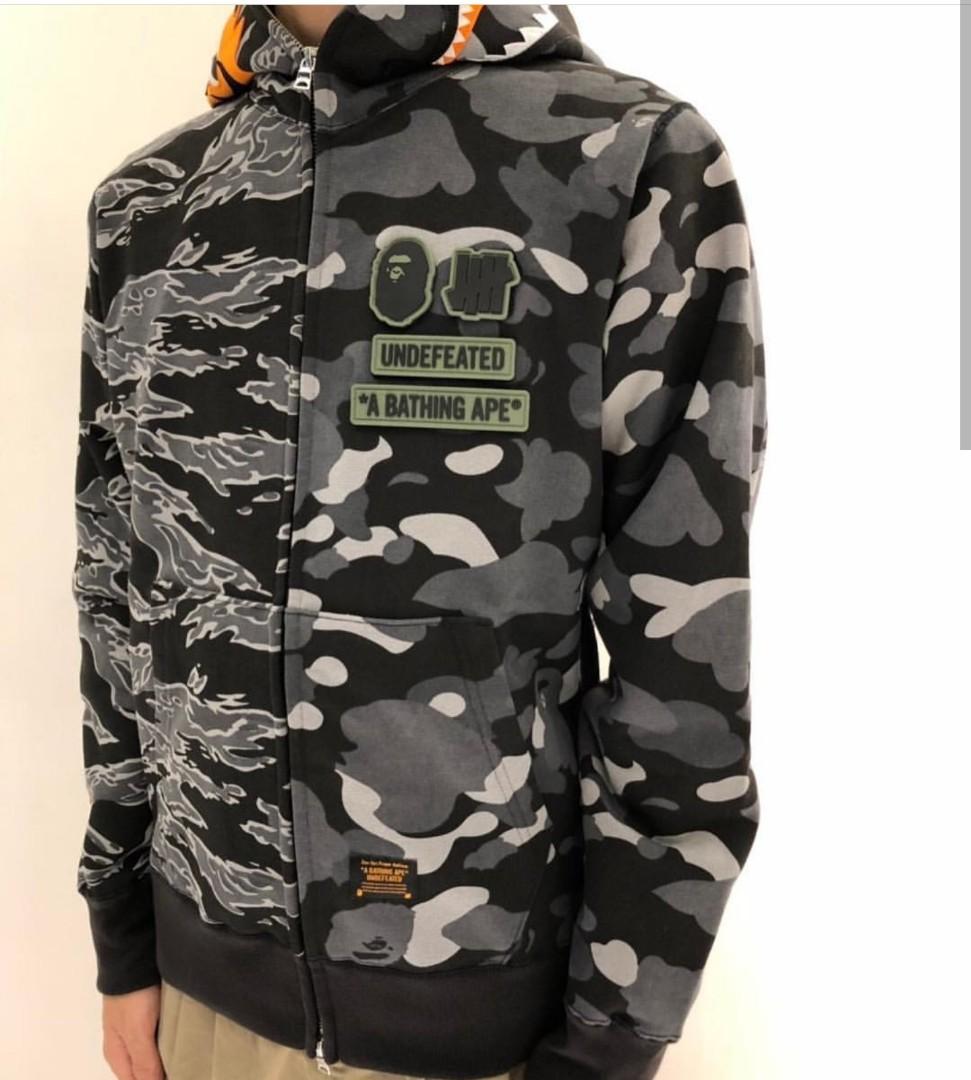 Bape x undefeated tiger shark hoodie, Men's Fashion, Tops & Sets ...