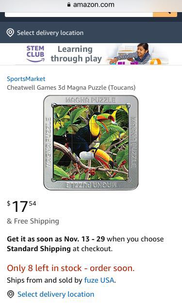 Cheatwell Games 3D Magnetic Puzzle Toucans