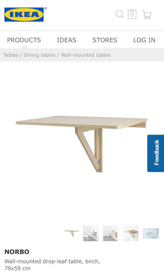 IKEA Norbo drop leaf Table, Furniture & Home Living, Furniture, Tables