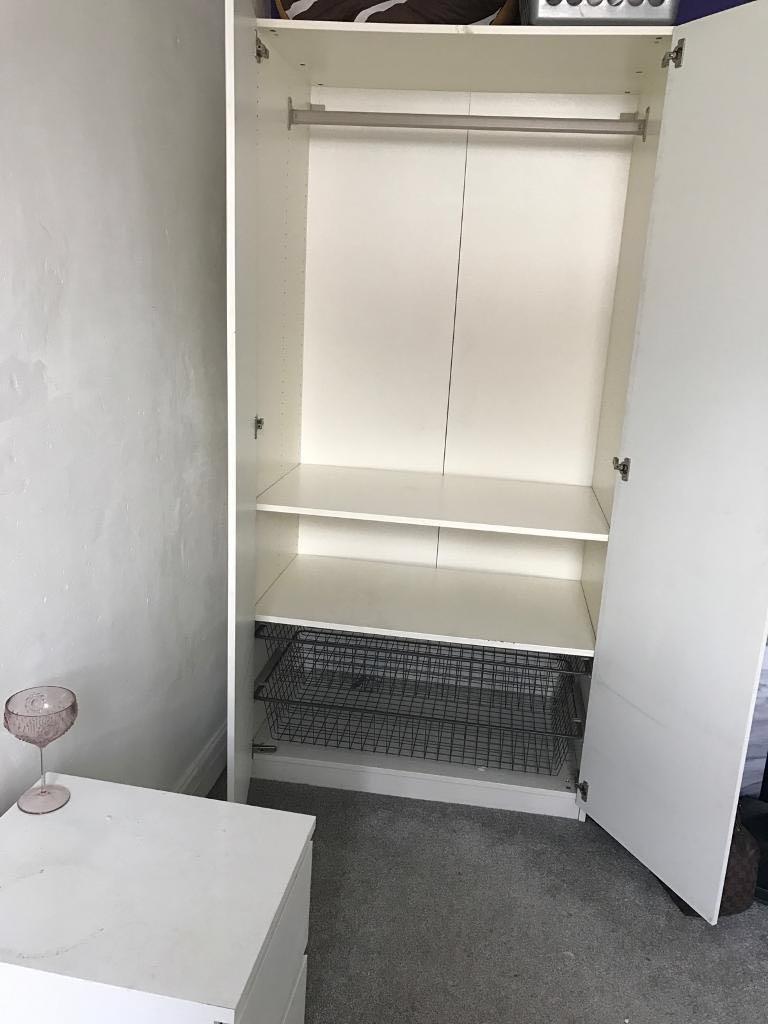Ikea Pax 2 Door White Wardrobe Furniture Shelves Drawers On