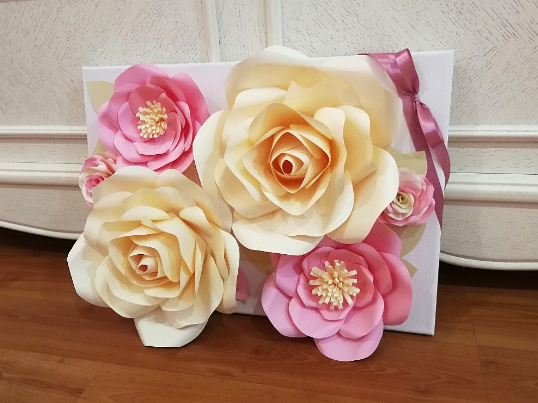 Paper Flowers Canvas Board Decoration, Hobbies & Toys, Stationery