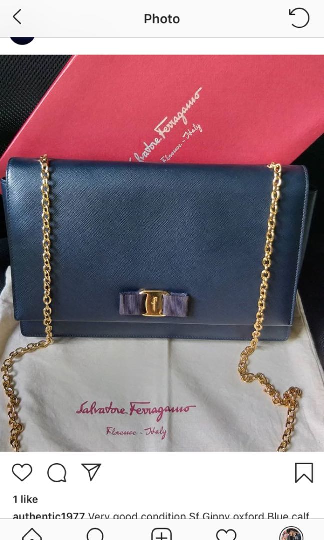 Salvatore Ferragamo Miss Ginny Navy Authentic 100 Barang Mewah Tas Dompet di Carousell